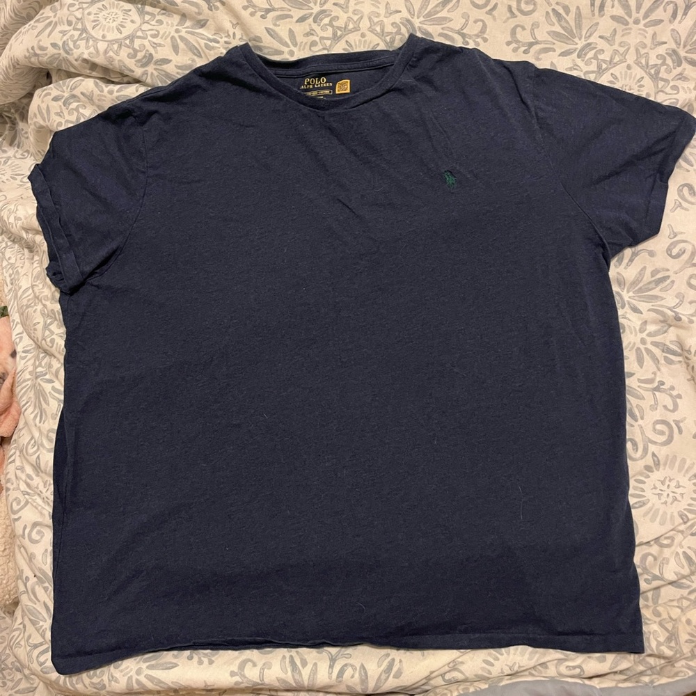 Ralph Lauren Polo Men’s XXL Navy T-Shirt Green Logo Short Sleeve 100% Cotton